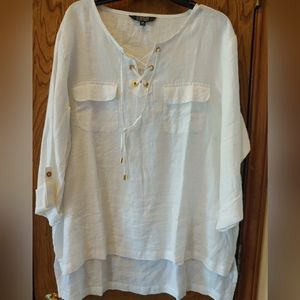 Company by Ellen Tracy XXL White Linen Tunic